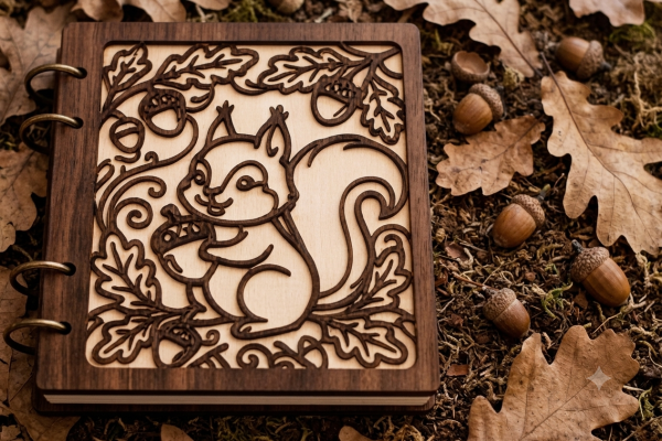 Couverture de carnet en bois
