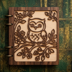 Couverture de carnet en bois