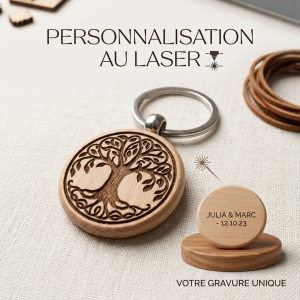 Porte-clés rond en bois