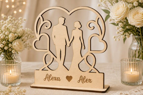 Statuette de couple en bois