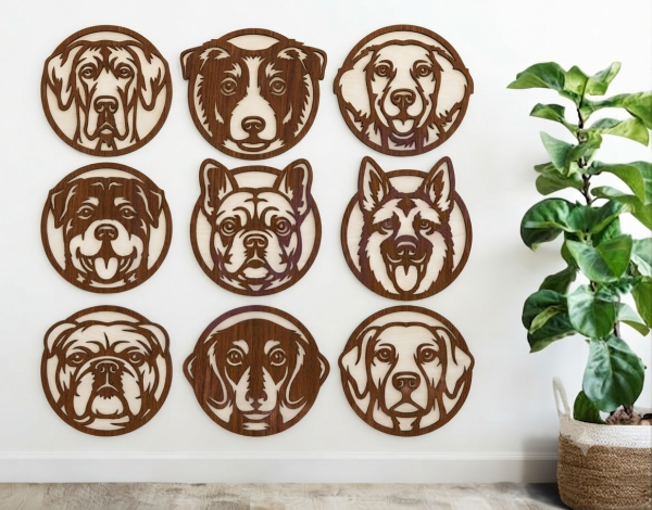 Portraits de Chiens en Bois Découpe laser