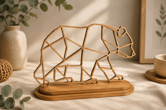 Sculpture Géométrique en Bois